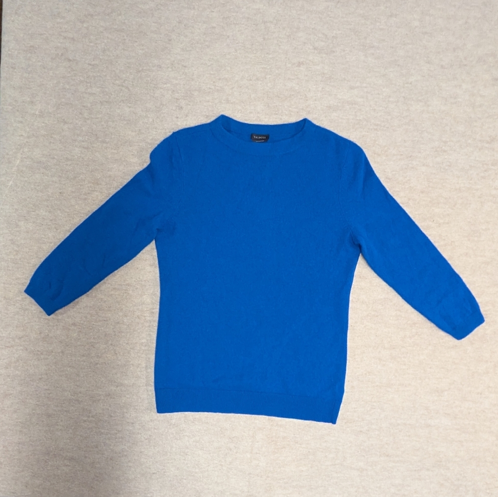 Talbots Cashmere 3/4 Sleeve Royal Blue Pull Over Lightweight Sweater Top Size M